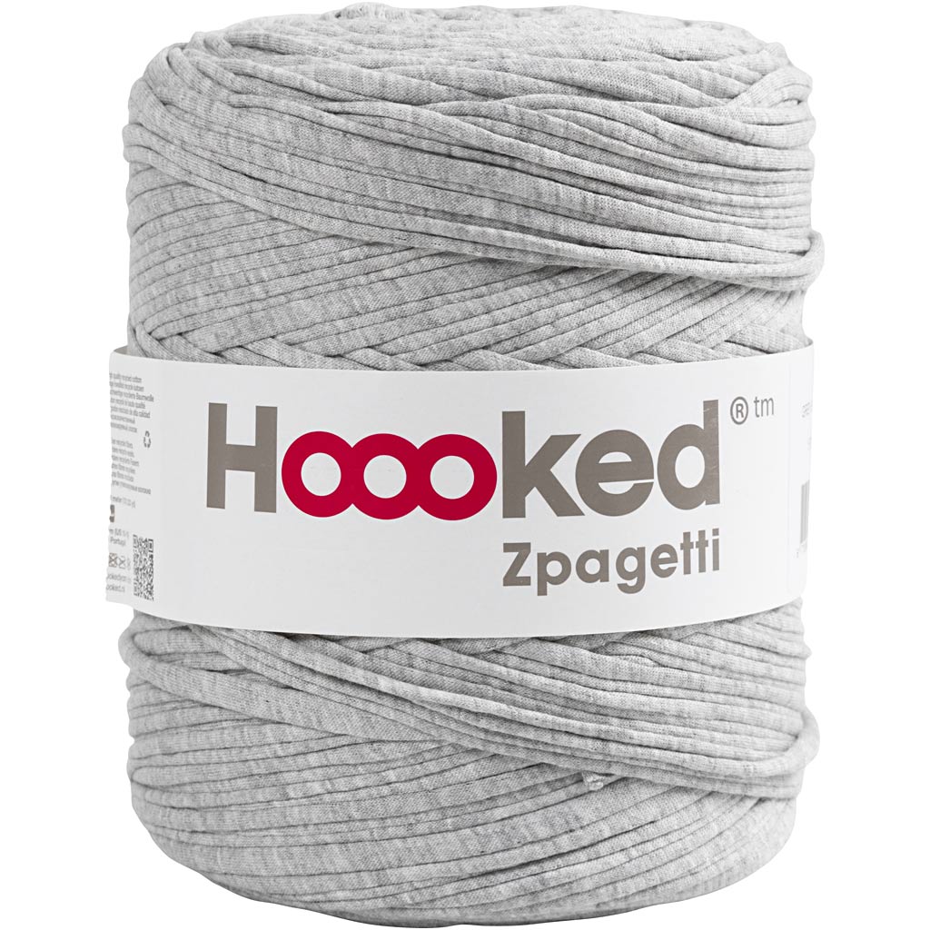 Hoooked Zpagetti garn, L: 120 m, tykkelse 10-15 mm, grå, 900 g/ 1 nst.