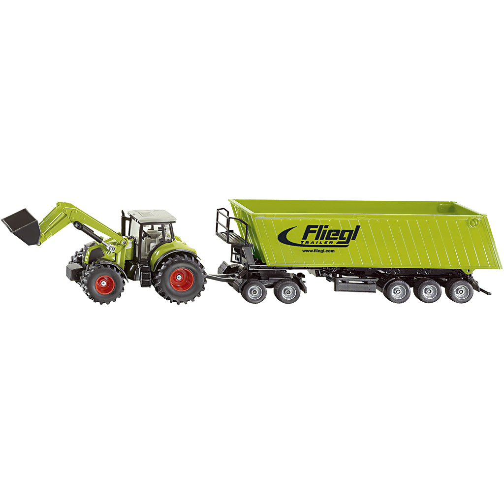 Claas traktor m. skuffe og tilhenger, H: 87 mm, L: 398 mm, B: 56 mm, str. 40 cm, 1 sett