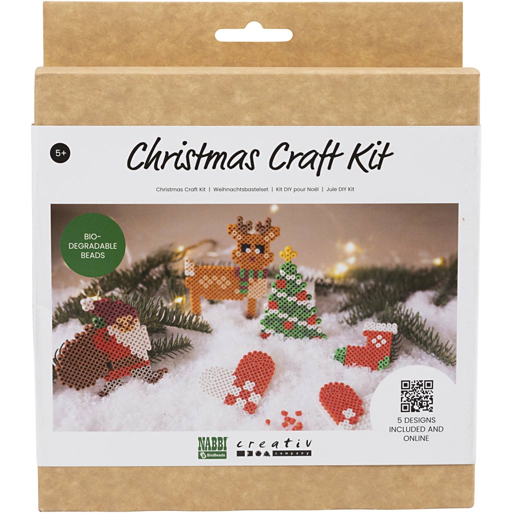 NABBI BioBeads Creatieve kit, Kerstman, Kerstsok, Kersthart, Kerstboom en Rendier, 1 doos