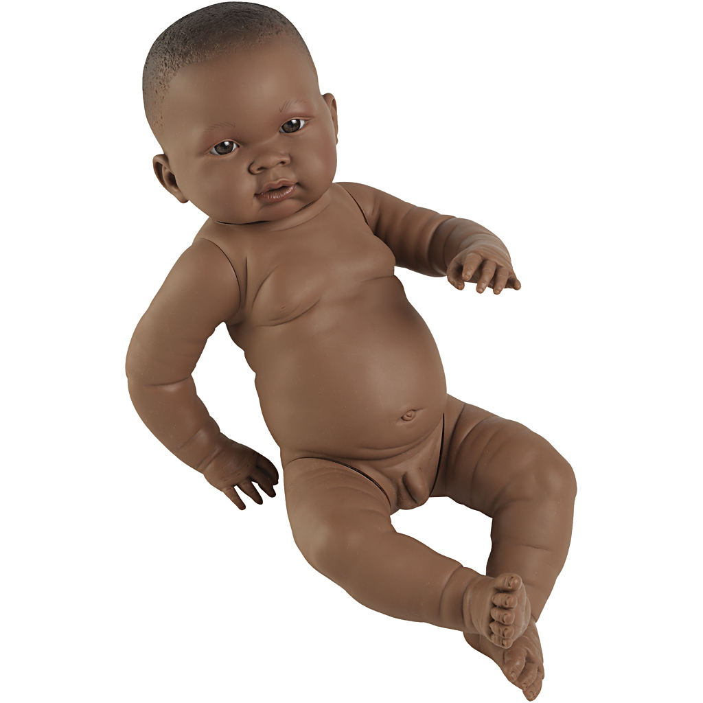 Babydukke, Mørk dreng, str. 45 cm, 1 stk.