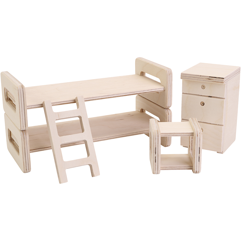 Dukkehusmøbler, Børneværelse, str. 6-21 cm, 3 stk./ 1 stk.