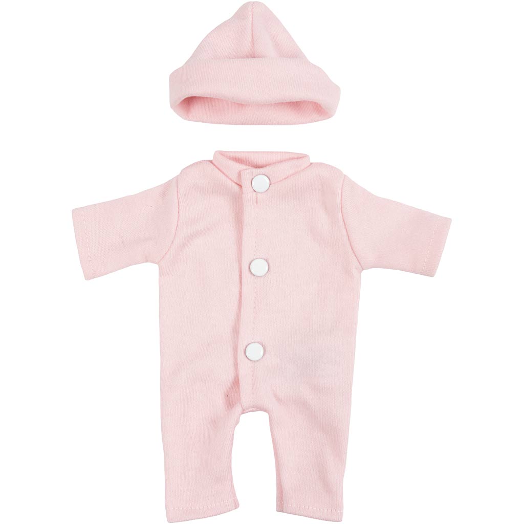 Dukkeklær, Jumpsuit, str. 24 cm, lys rød, 1 sett