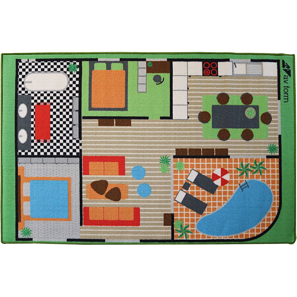 Legetæppe Dukkehus, str. 155x100 cm, 1 pk.