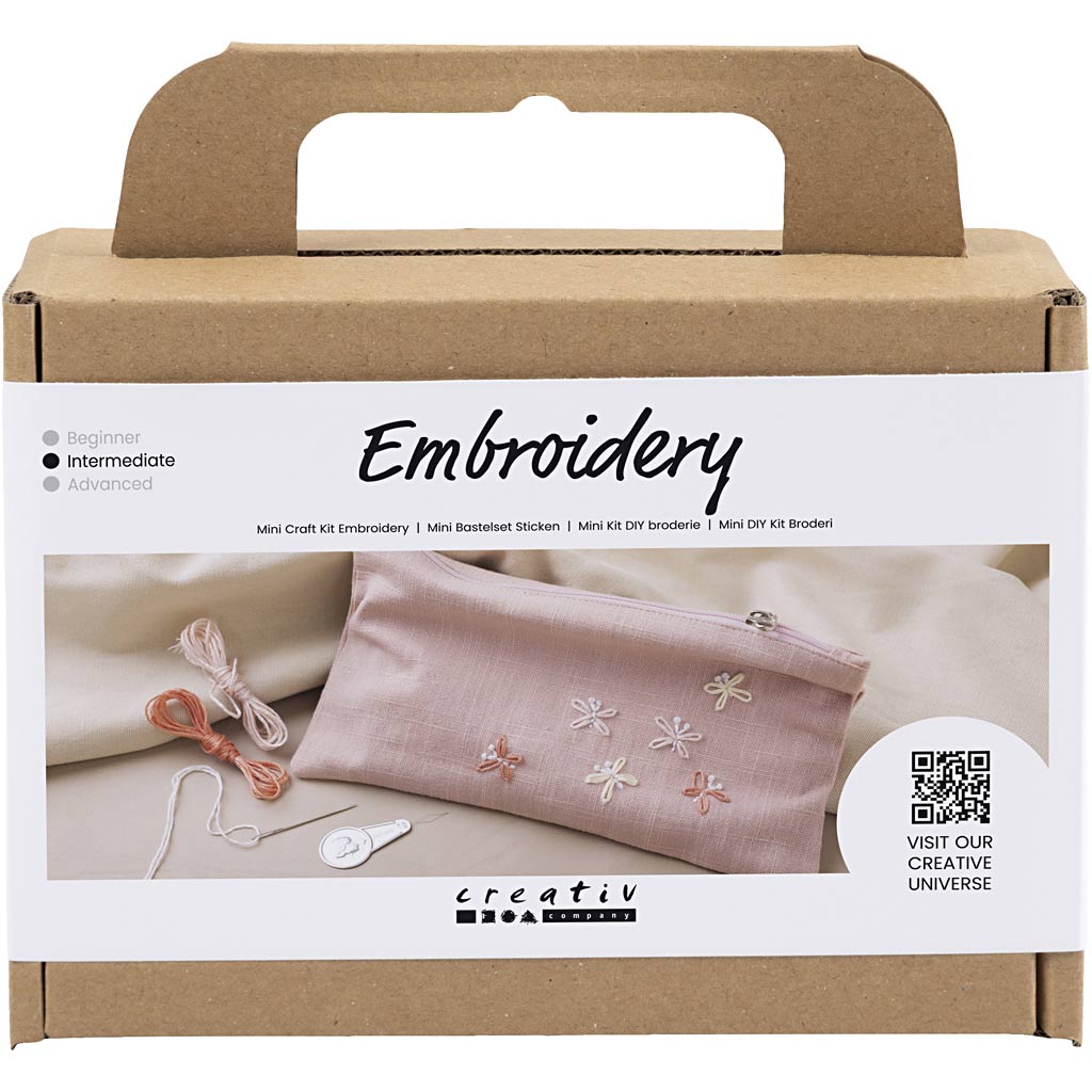 Mini hobbyset borduurset, Clutch-tas, oudroze, 1 doos