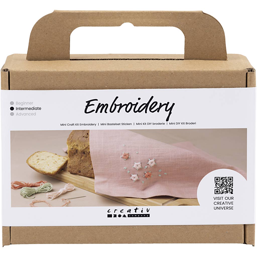 Mini hobbyset borduurset, Textiel servet, oudroze, 1 doos