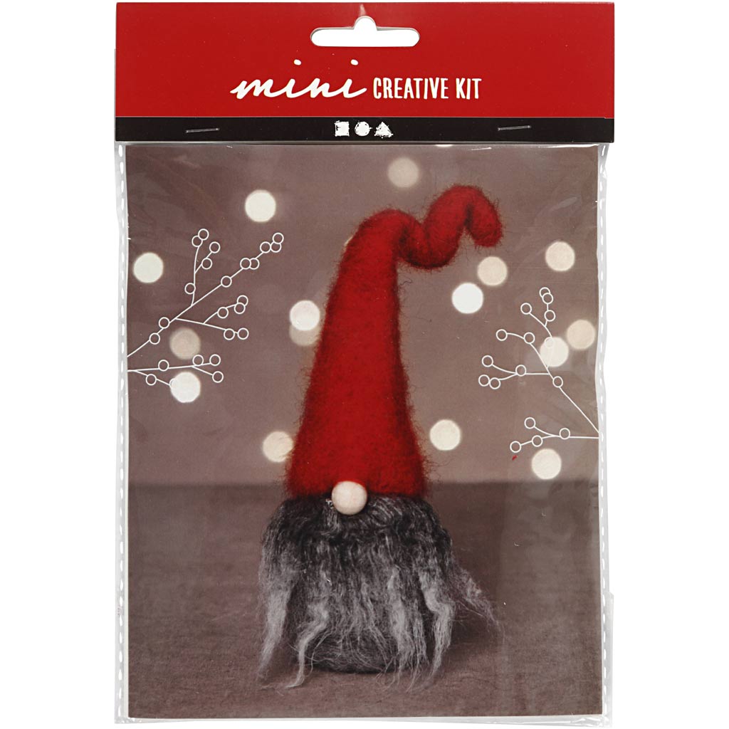 Creative mini kit, Kerstkabouter Grijs - hoogte 13 cm