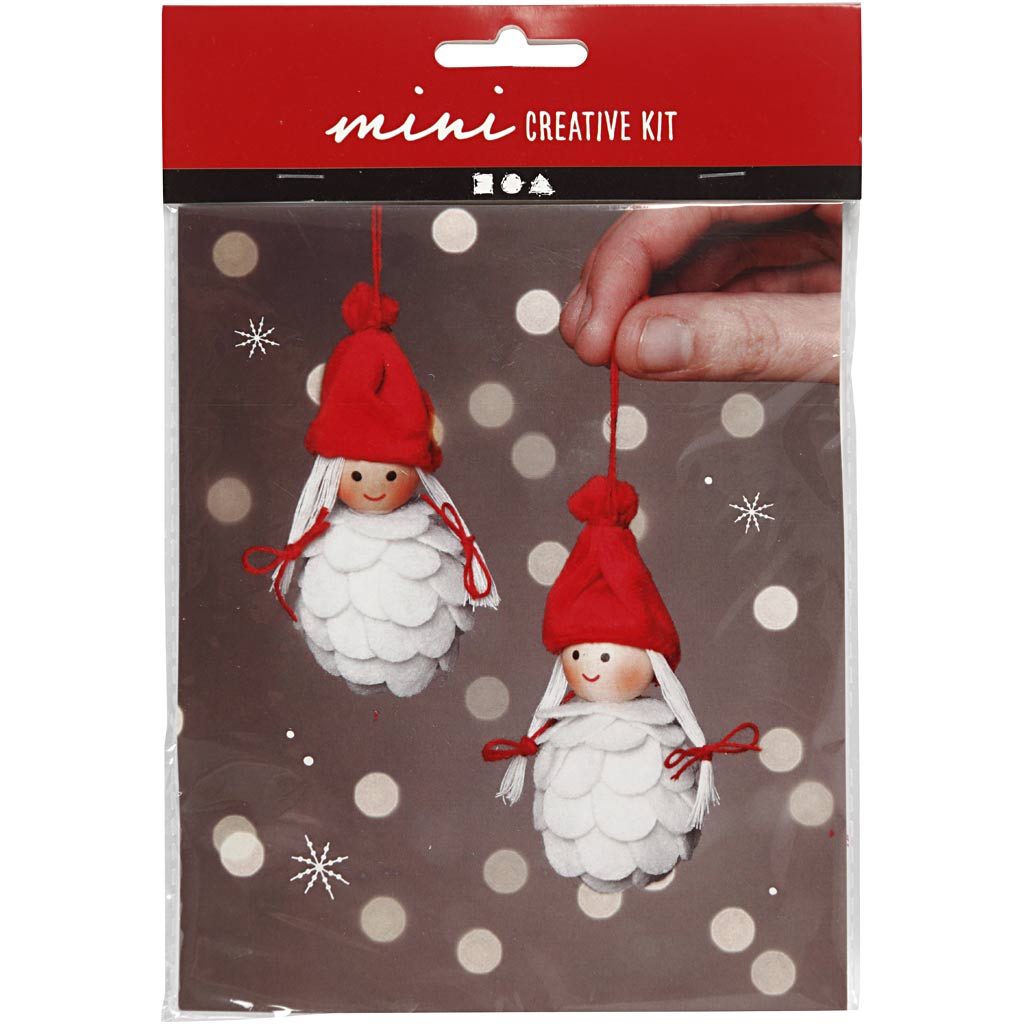 Creative mini kit Hangende Kerst Meisjes - hoogte 8 cm