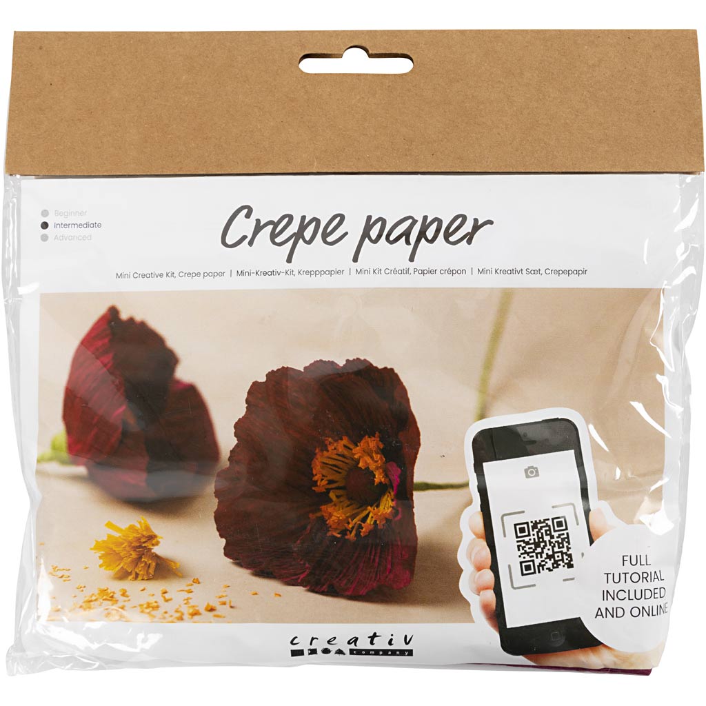 Creatieve miniset crêpepapier, Klaprozen, Crêpe-verhouding: 180%, 105 gr, 1 set