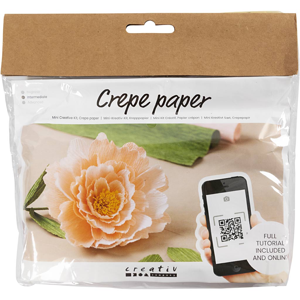 Creatieve miniset crêpepapier, Pioenroos, Crêpe-verhouding: 180%, 105 gr, 1 set