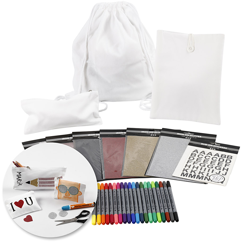 Kits– Terug naar school textiel versieren, 1 set