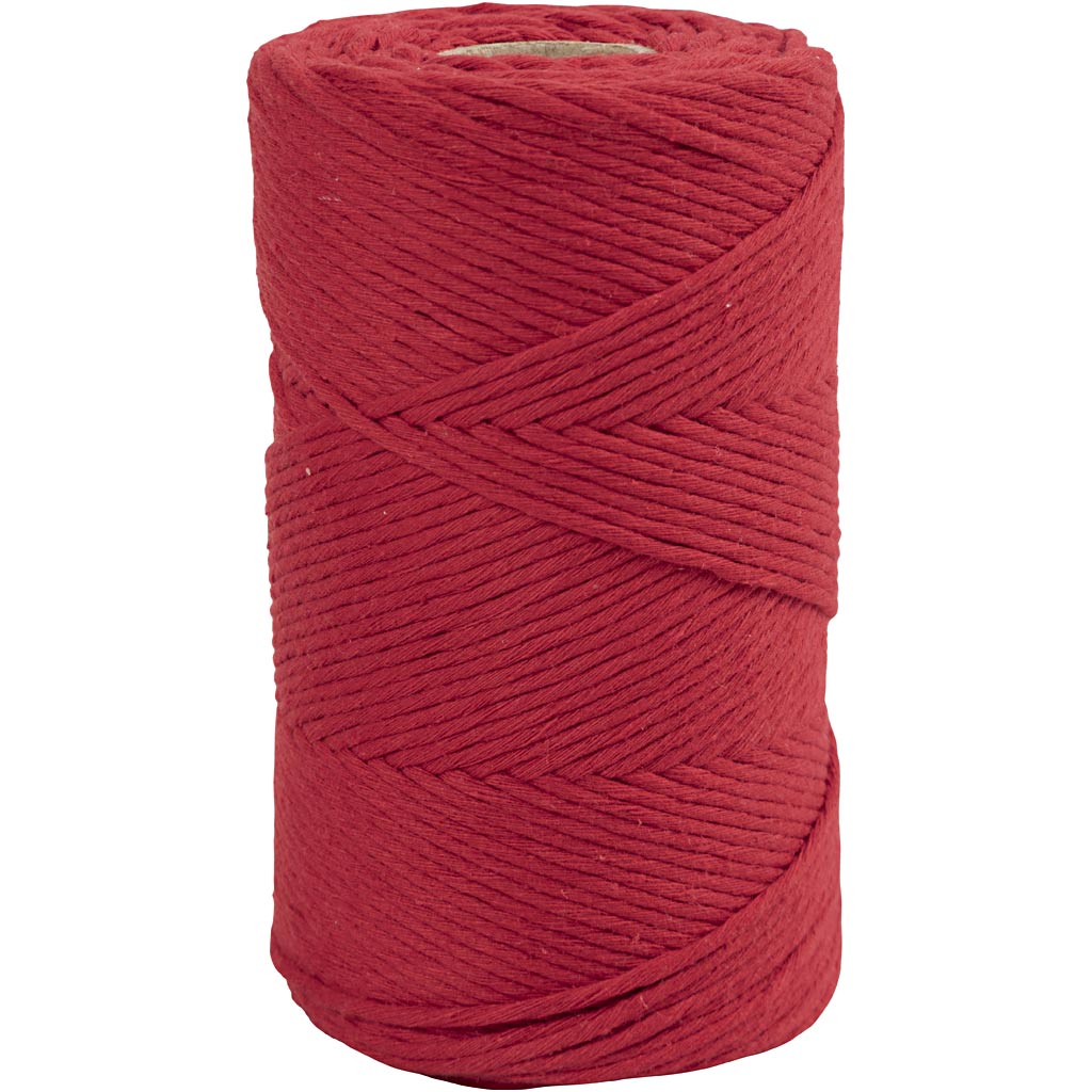 Macramé koord, L: 198 m, d 2 mm, rood, 330 gr/ 1 rol