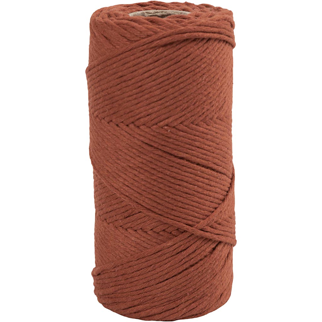 Macramé koord, L: 198 m, d 2 mm, burnt orange, 330 gr/ 1 rol