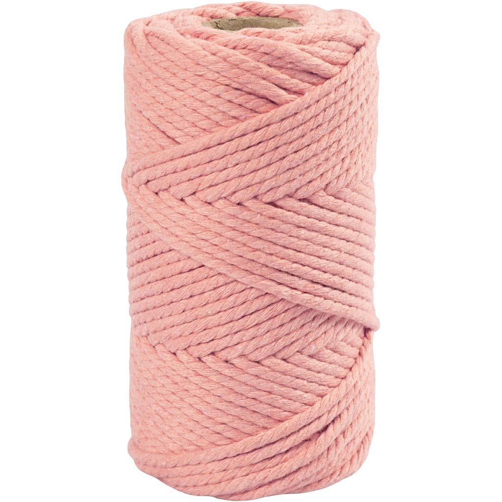 Macramé koord, L: 55 m, d 4 mm, roze, 330 gr/ 1 rol