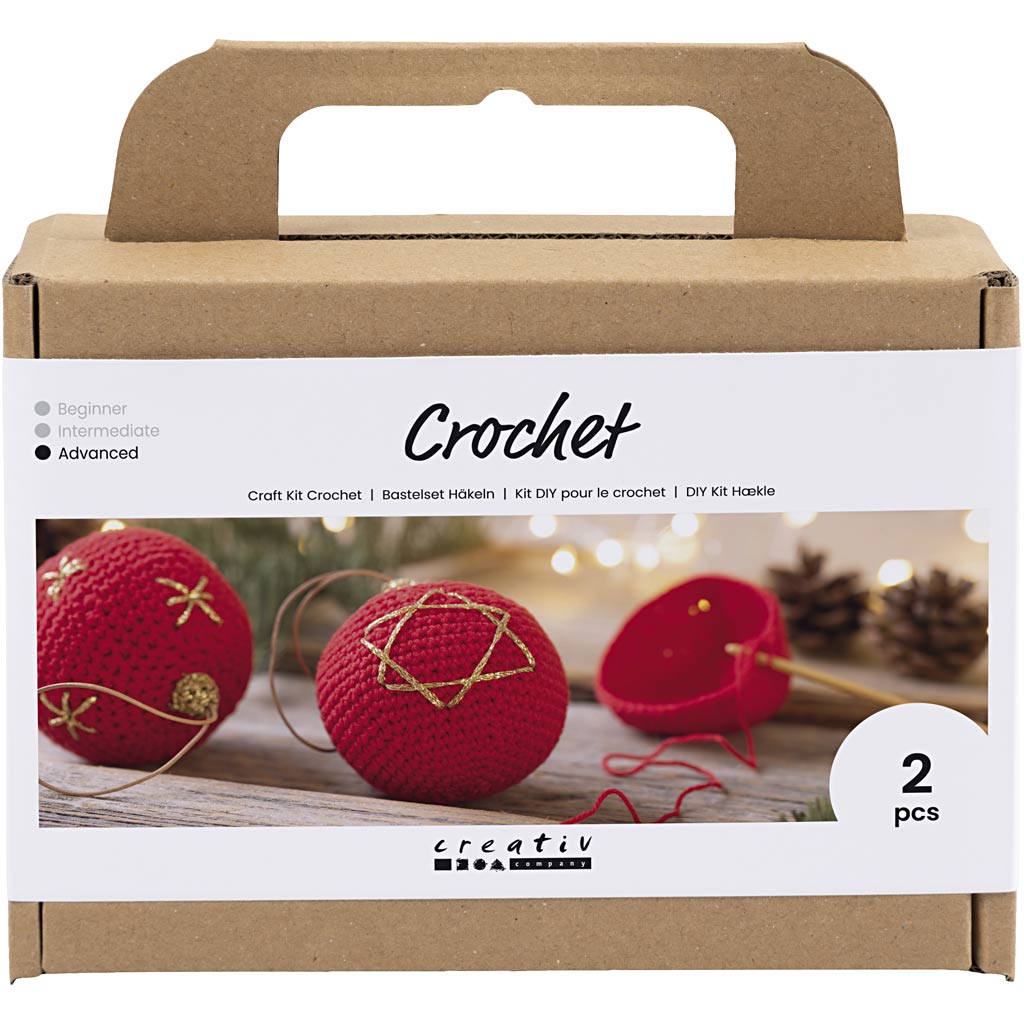 DIY Kit Hekling, Julekuler, rød, 1pk./ 1 pk.