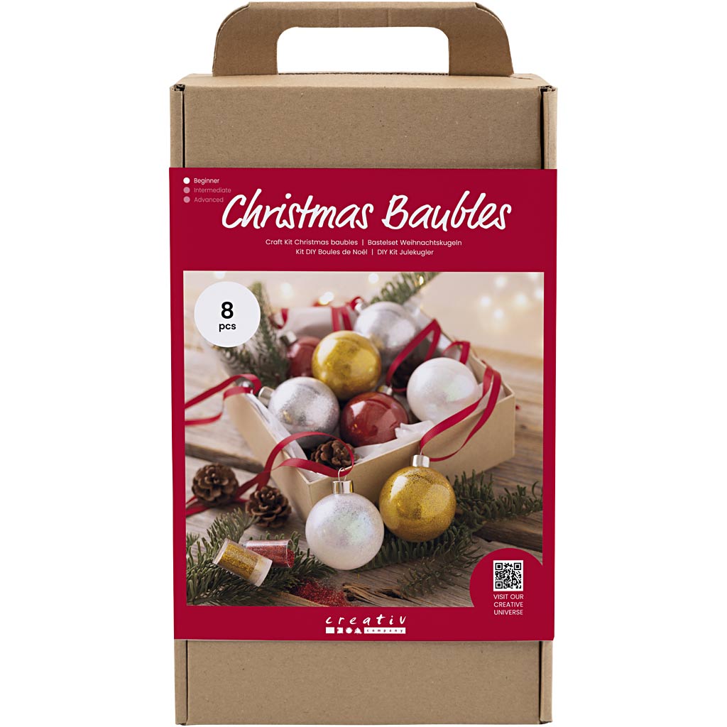 Hobbyset Kerstballen, Glitter, 1 doos