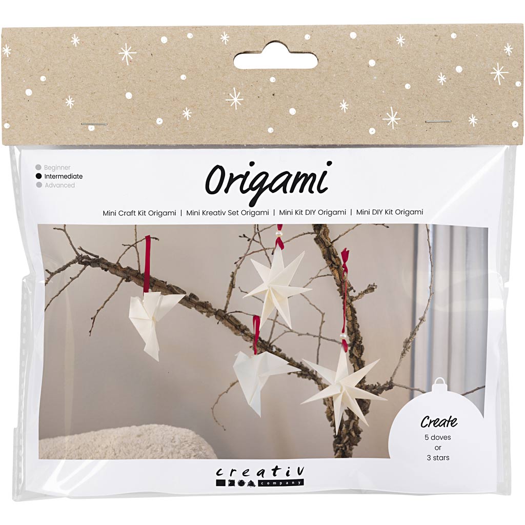 Creativ Company Https://www.cchobby.nl/mini-hobbyset-origami-duiven-sterren-donkerrood-off-white-1-doos