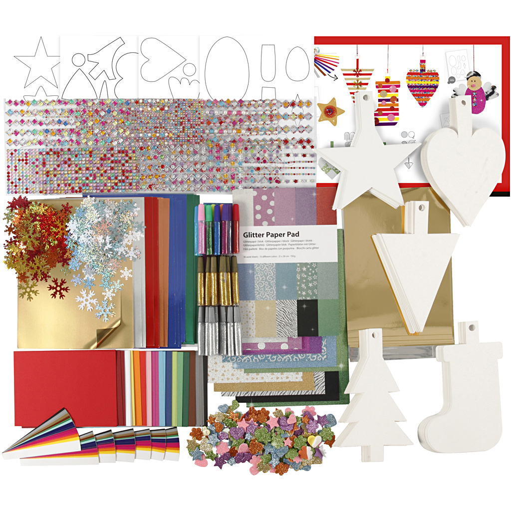 Kerst decoratie set, diverse kleuren, 1 set