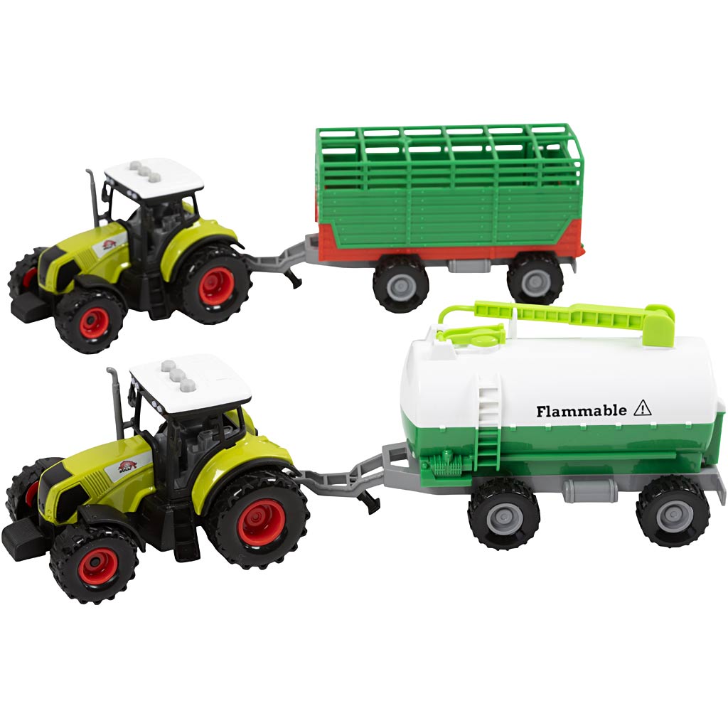 Traktor med lys og lyd, L: 35 cm, str. 1:32 , Innhold kan variere , 4 deler/ 1 pk.