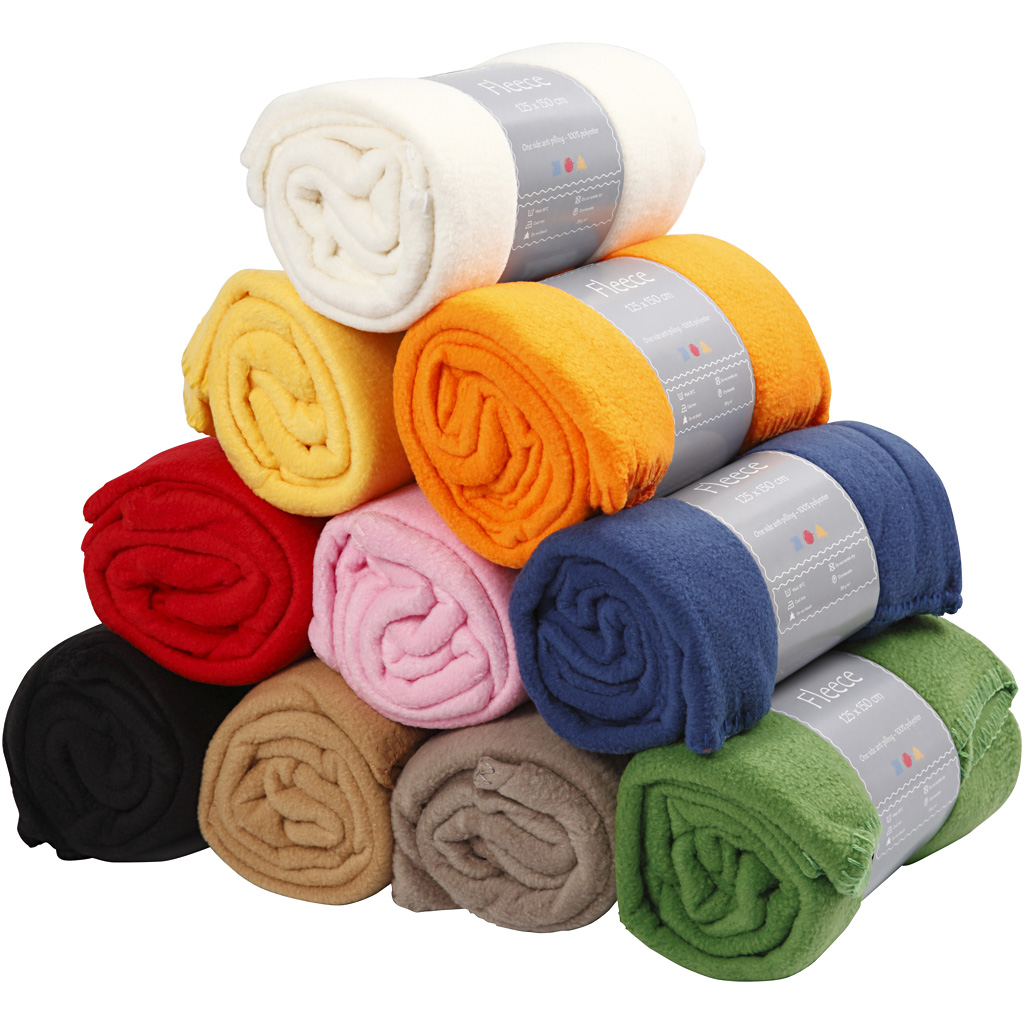 Fleece, L: 125 cm, B: 150 cm, diverse kleuren, 10 stuk/ 1 doos